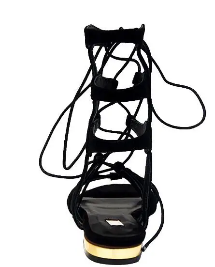 Женские босоножки на плоской подошве черные или коричневые замшевые шнуровке