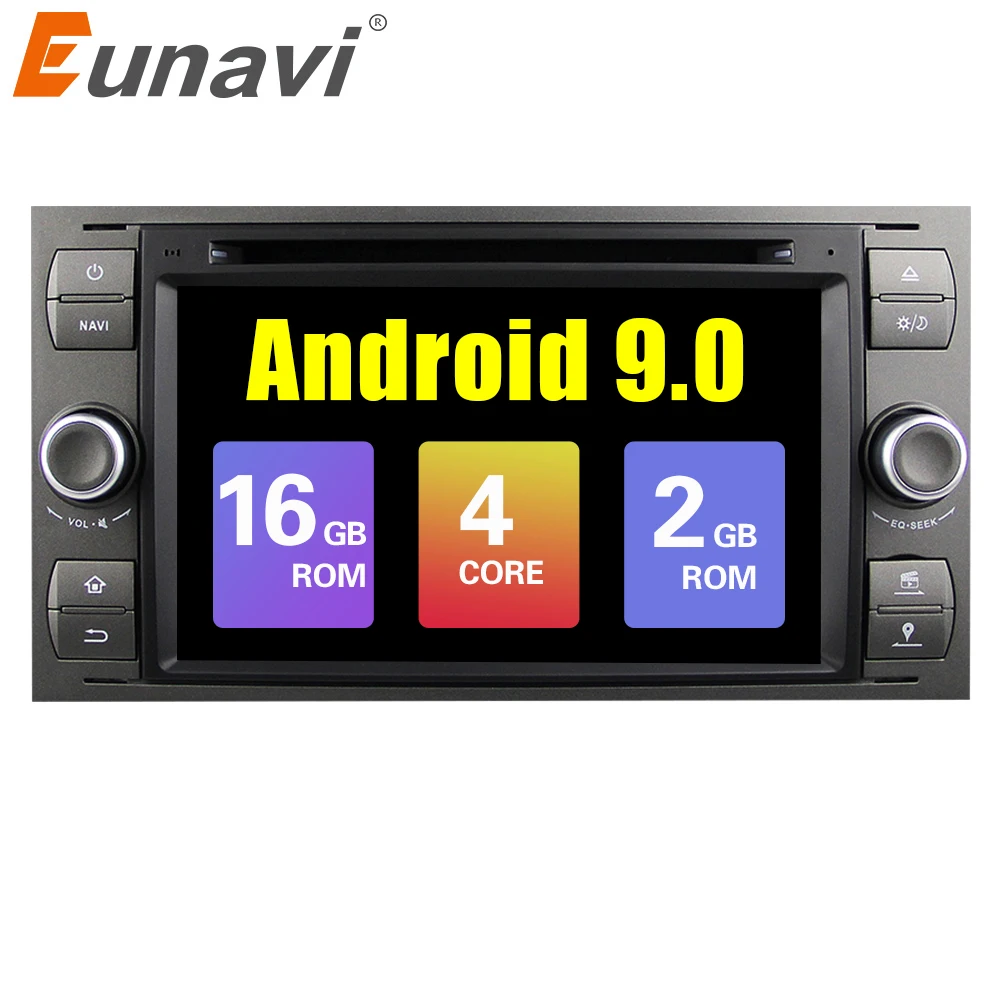 Eunavi Автомобильный мультимедийный плеер Android 9 gps Авторадио 2 Din 7 дюймов для Ford/Mondeo/Focus/Transit/C-MAX/S-MAX/Fiesta 2 Гб ram DVD