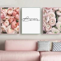 pink flower peony love quote scandinavian nordic posters and prints wall art canvas painting wall pictures for living room decor