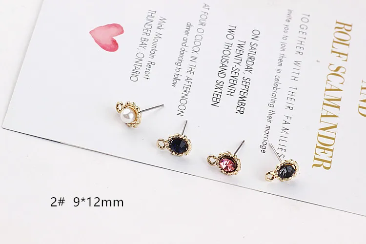 6 шт цинкового сплава с красочными Стекло стразы в форме сердца круглые