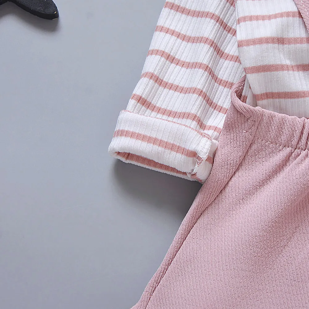 Комплекты летней одежды для девочек из 2 предметов топ в полоску с принтом