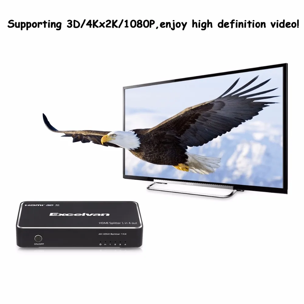 Excelvan HDMI Сплиттер 4K Full HD 1080p видео 1 4 переключатель 1X4 усилитель раздельный дисплей