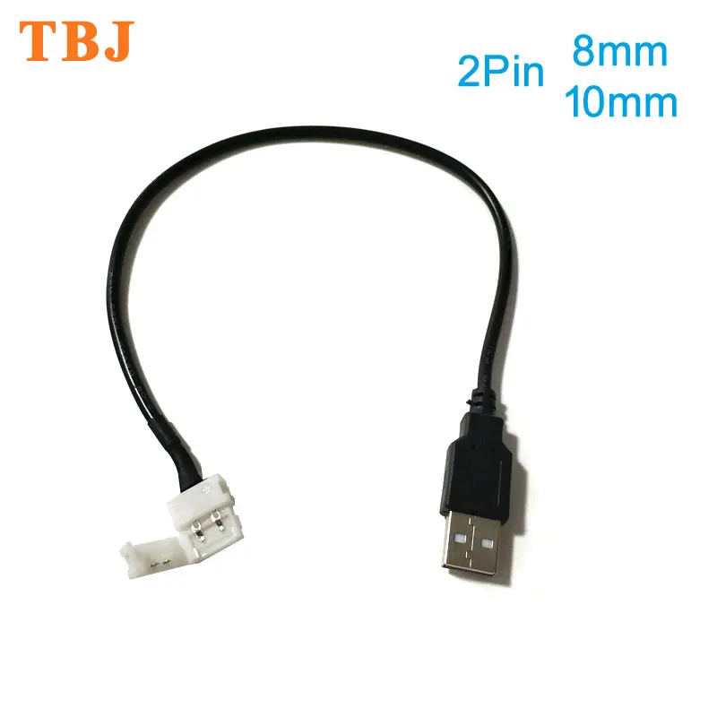 30 см 2pin 8 мм/10 мм USB кабель для светодиодной ленты Разъем бесплатная Сварка
