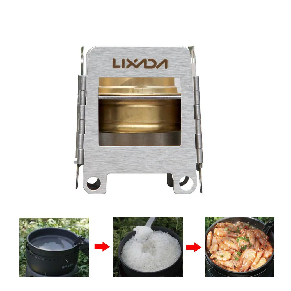 Портативная деревянная горелка Lixada из нержавеющей стали + резервная спиртовая