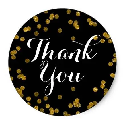 

1.5inch Gold Black Glitter Confetti Thank You Sticker