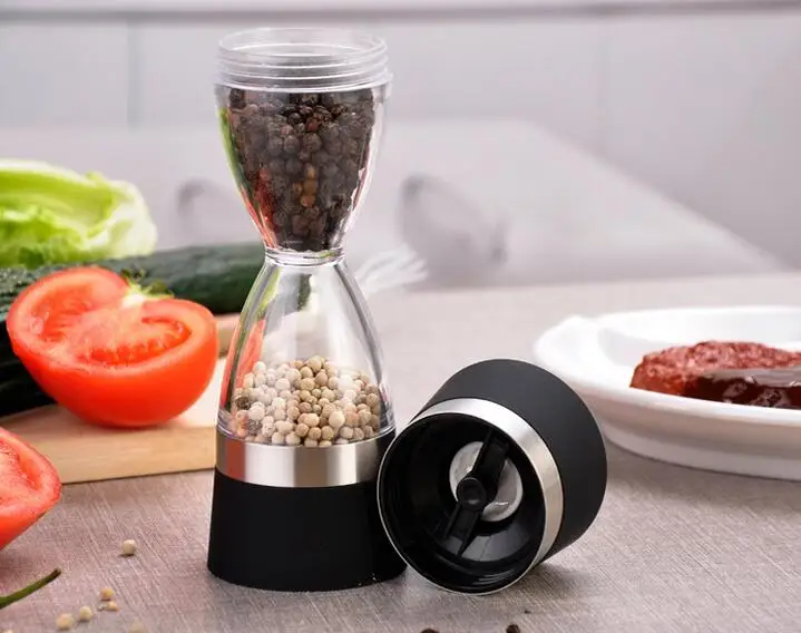 

Hot Stainless Steel Manual Salt Pepper Mill Grinder Grind 2 In 1 Ceramic Core Portable Stocked Kitchen Mill Muller Tool