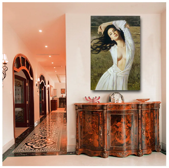 HD Печать на холсте настенная живопись женский масляной живописи Портрет