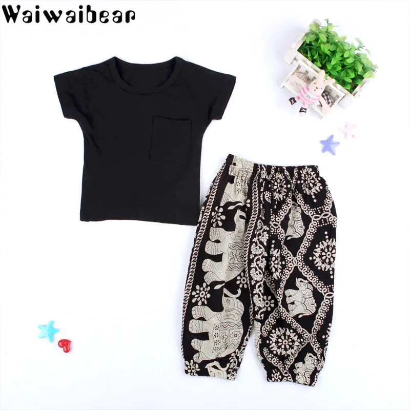 Детский летний комплект из футболки с коротким рукавом и длинных брюк|Комплекты