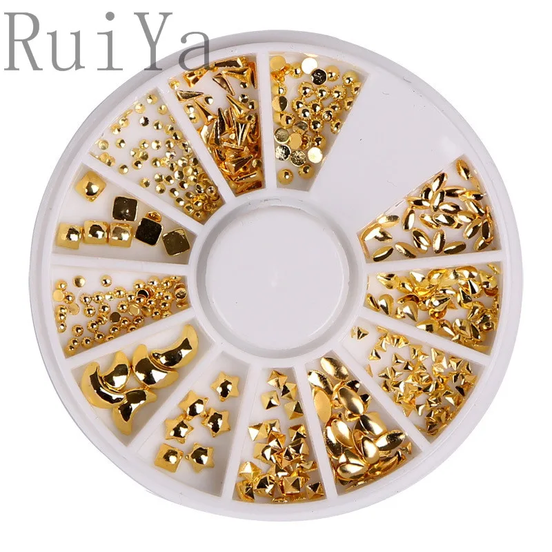 1wheels 3d Nail Art Rhinestones Gold Silver Beads Metallic mini rivet Studs charm nail Jewelry Decorations Tools | Красота и здоровье