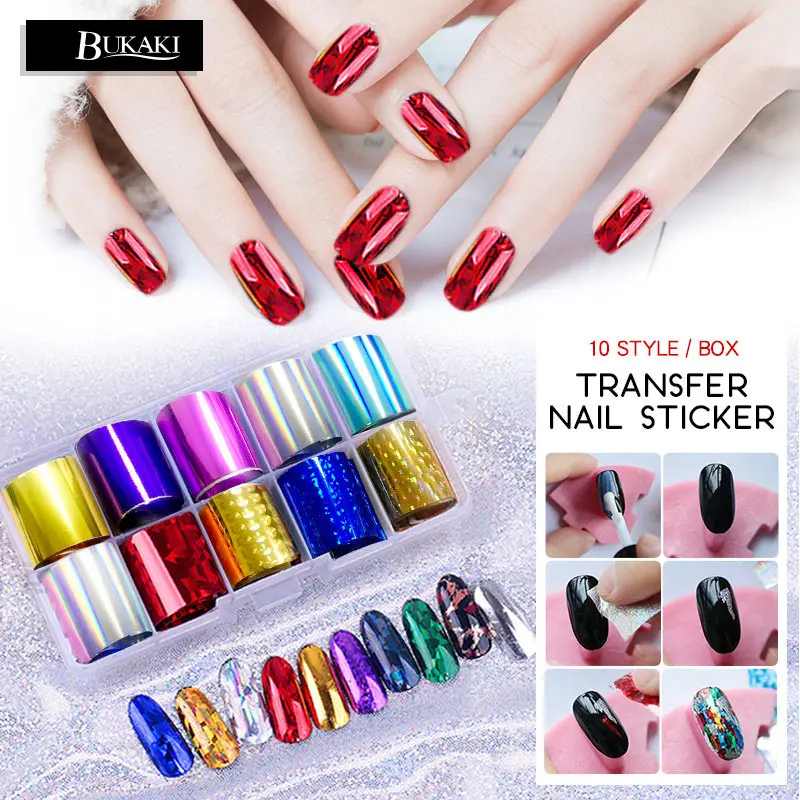 BUKAKI 10 стиль/коробка переводная наклейка для ногтей Ongles Autocollants гелевые наклейки