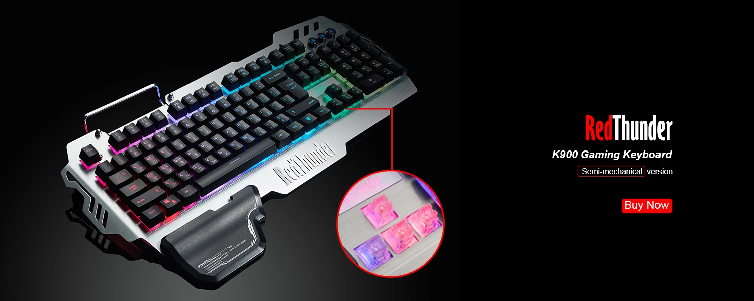 Проводная игровая клавиатура RedThunder K900 RGB с подсветкой 25 клавиш, эргономичная клавиатура с защитой от привидения для настольных игр и набора текста