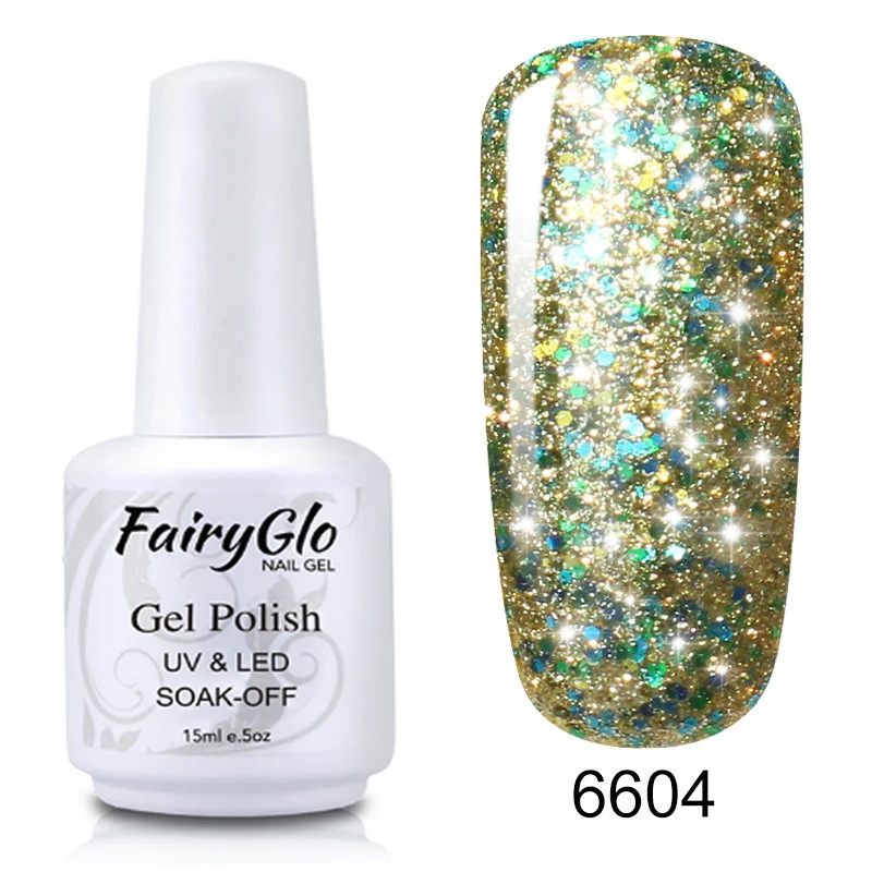 FairyGlo 15 мл Звездный Bling УФ-гель для ногтей светодиодный Гель-лак краска Гель-лак Гибридный лак Полупостоянный лак для ногтей - Цвет: 6604