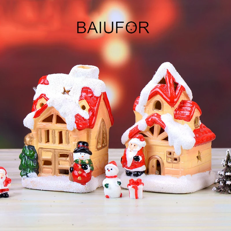 BAIUFOR миниатюрный дом Санты и вилла статуэтки для террариума Феи садовые