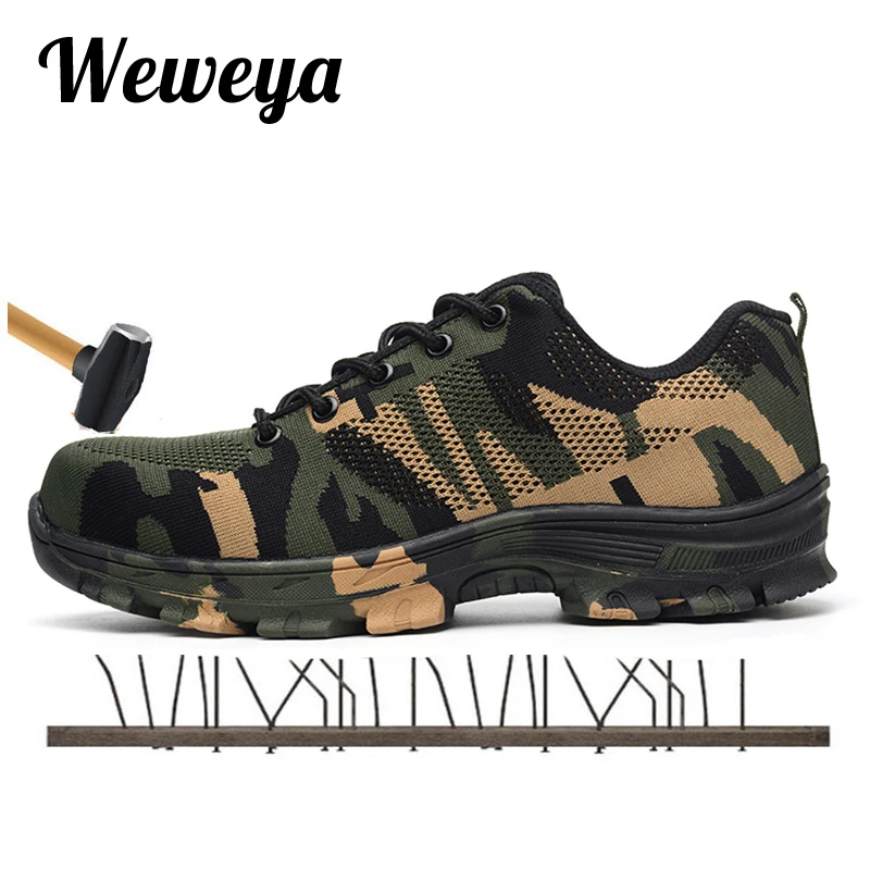 Мужские уличные ботинки Weweya большого размера со стальным носком военные