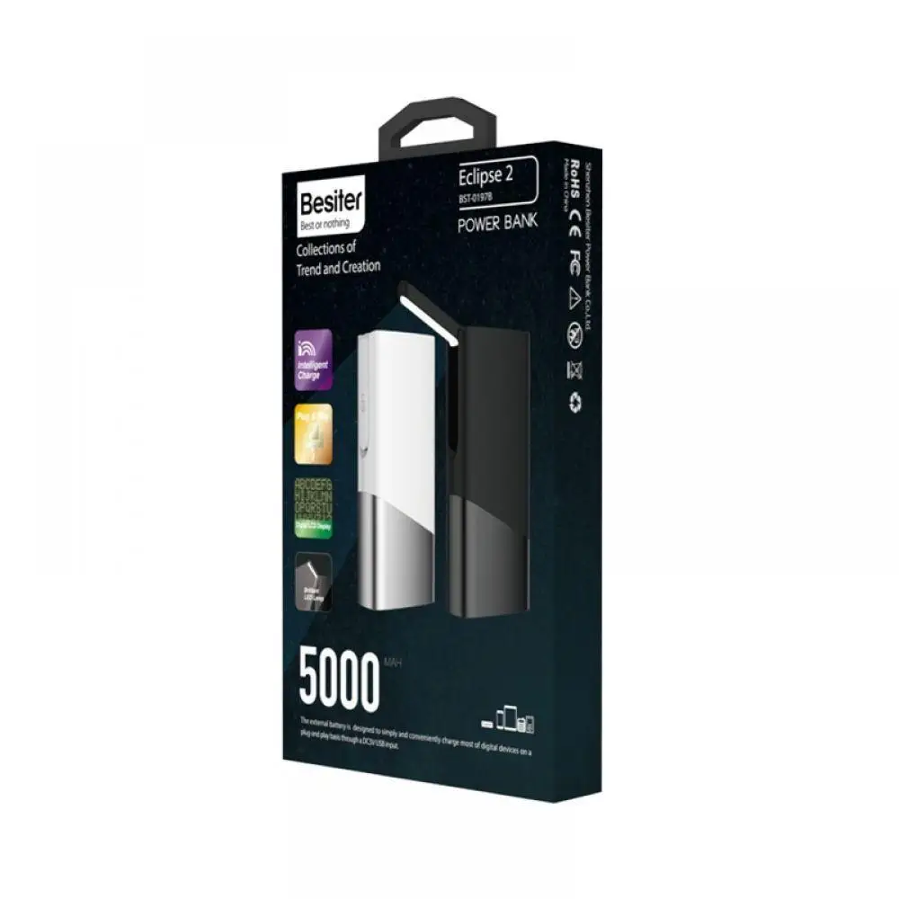 Besiter 5000 мАч большой емкости быстрое зарядное устройство power bank светодиодный блок