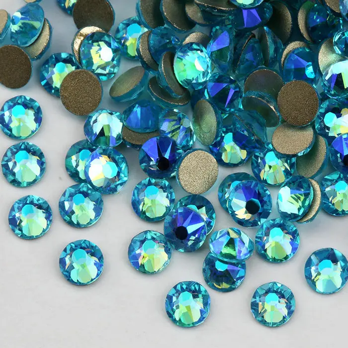 Aquamarine AB QIAO 2088 Cut SS16 много цветов с плоским основанием, для ногтей арт-деко Стразы не для горячей фиксации для страз и украшения клей на камне - Цвет: Aquamarine AB