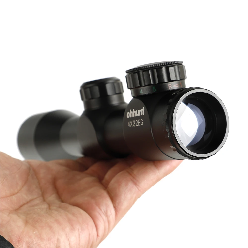 Охота ohhunt 4x32EG 1 дюймов компактный прицел красный зеленый с подсветкой дальномер