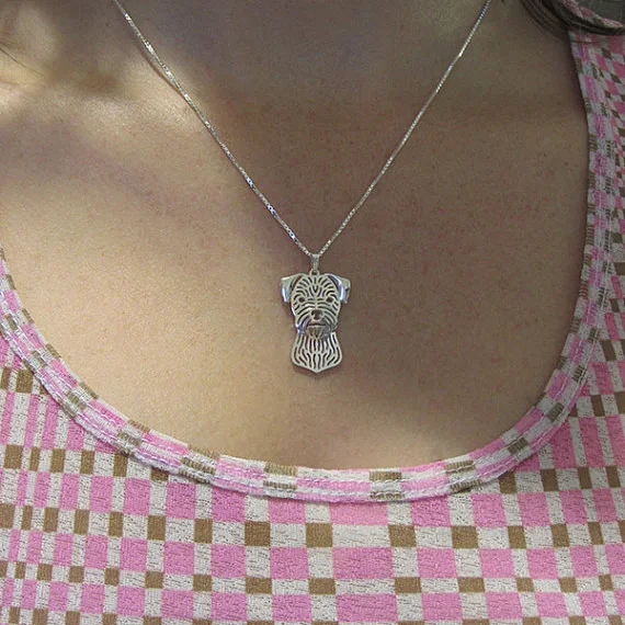 Border Terrier jewelry - Gold and silver pendant necklace Simple abstract animal | Украшения и аксессуары