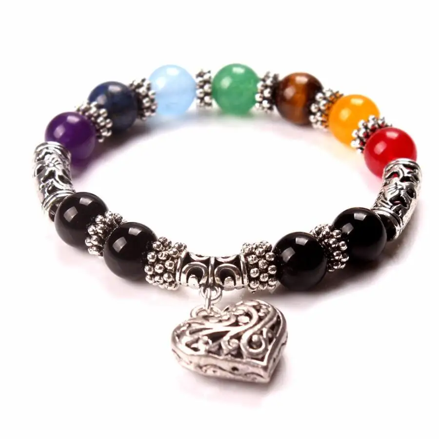Новый женский браслет из 7 чакр лавовый разноцветные восстанавливающие