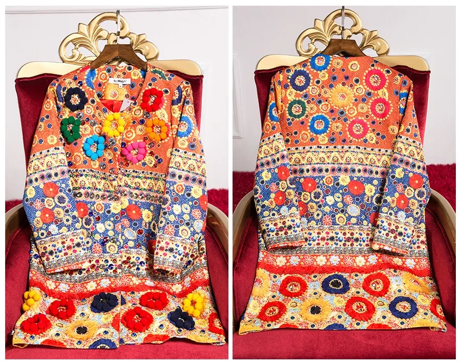 Женское осенне-зимнее пальто, куртка, ручная работа, бисер, блестящее украшение, подиумный стиль, модное пальто, рукав девять четверти, Женское пальто
