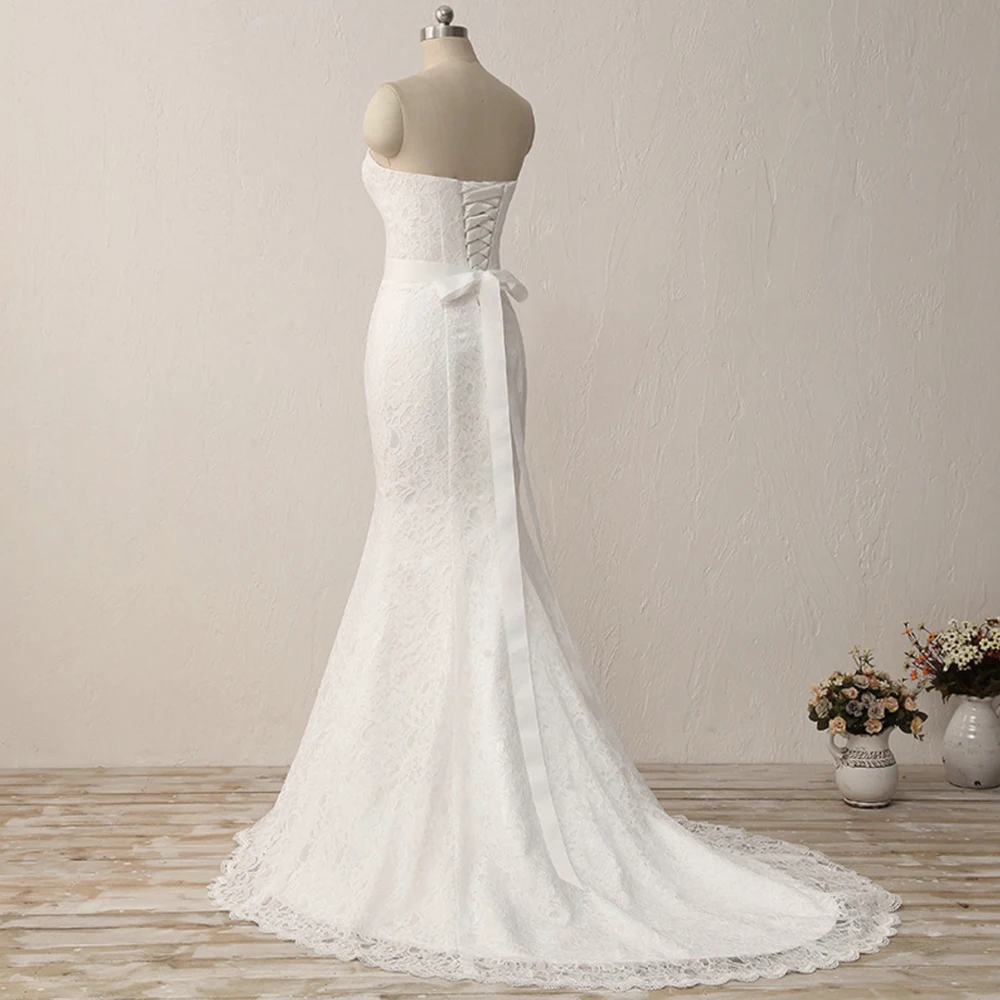 Fansmile Новое Simiple Mariage винтажное кружевное платье Русалка свадебное платье размера плюс подгонянное свадебное платье для невесты FSM-449M