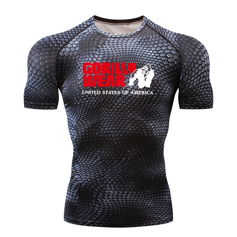 Мужская футболка с 3D принтом компрессионные колготки для фитнеса и бега дышащая