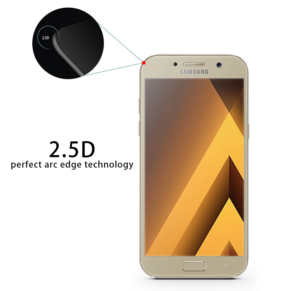 VRURC Tempered glass for Samsung Galaxy A3 A5 2017 A320F A320 SM-A520F A520 Screen protector 2.5D Full cover 9H Protective Film | Мобильные
