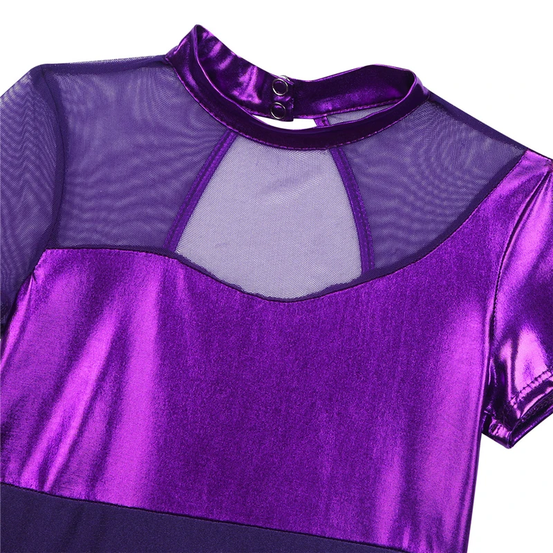 Детское блестящее металлическое Сетчатое платье для балета с вырезом на спине