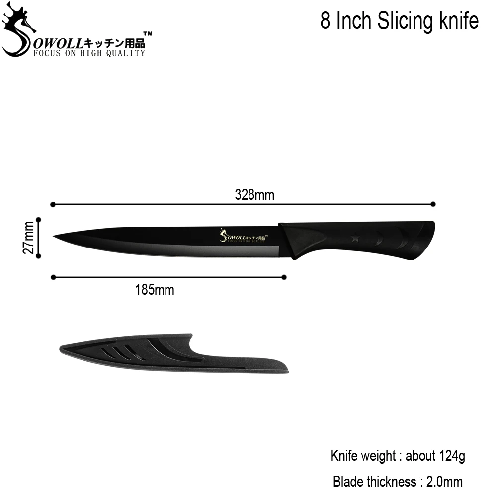 D.8 inch Slicing SOWOLL Нержавеющая сталь Кухня Ножи 3,5 ''5 ''7''8'' Обстрагывая утилита Santoku нарезки хлеба мясной нож шеф-повара рыбы Кухня гаджеты - Цвет: D.8 inch Slicing