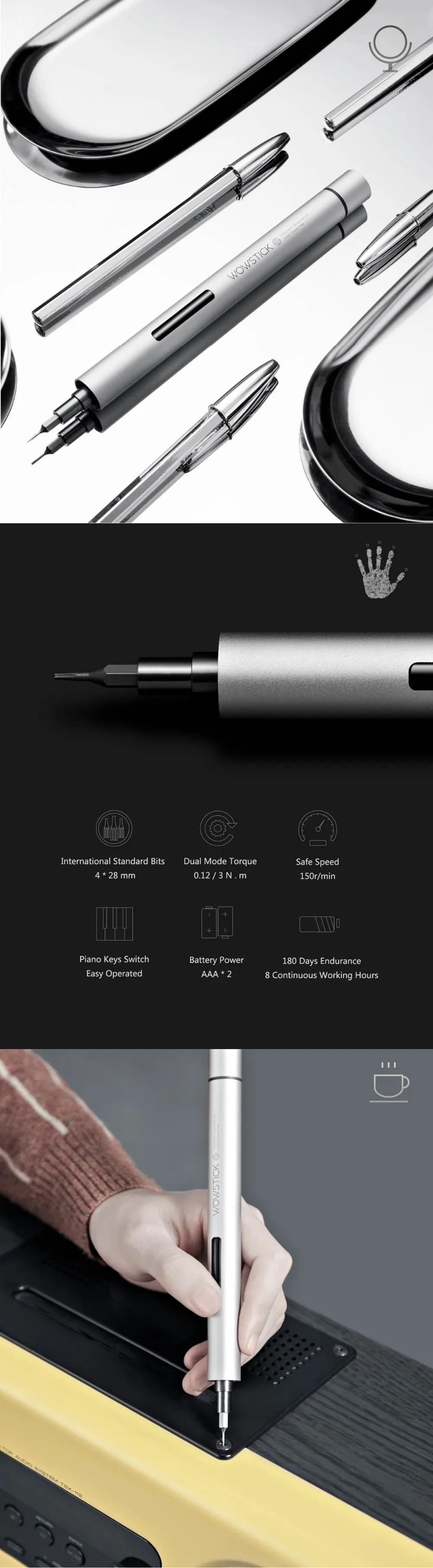 Xiao mi jia Wowstick попробуйте 1p+ 19 в 1 Электрический шуруповерт беспроводная работа с mi Home Smart Home Kit продукт