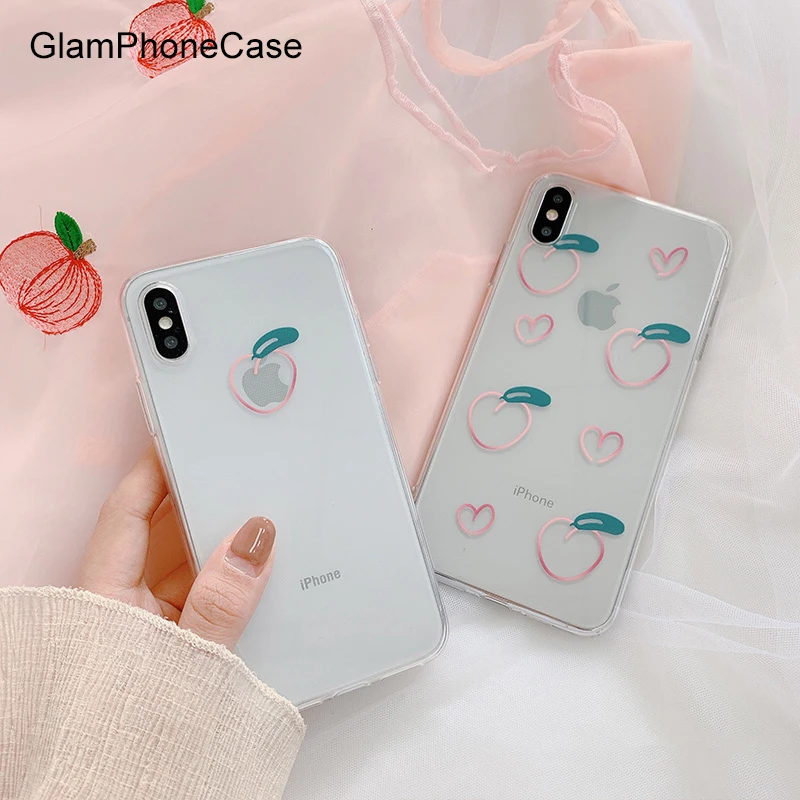 GlamPhoneCase персиковый Прозрачный чехол для телефона iPhone XS Max XR X 8plus 8 7plus 7 6 S/6 Plus Мягкий