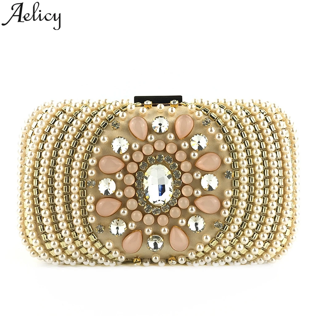 Aelicy/Модный женский клатч с кристаллами и бисером вечерняя цепочка сумки через