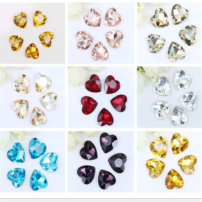 Стразы разных размеров в форме сердца стразы из стекла для украшения одежды | Дом