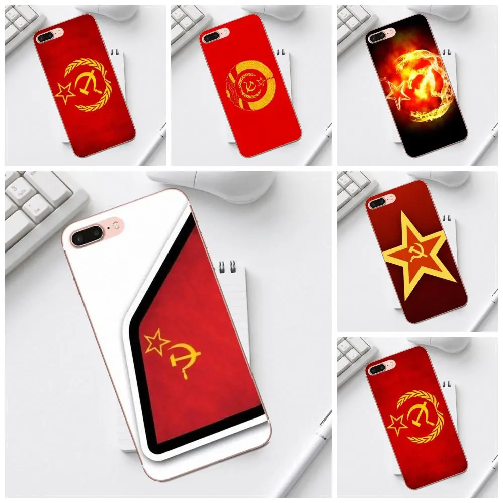 Любовь СССР Гранж флаг для iPhone X XS Max XR 4 4S 5 5C SE 6 6S 7 8 Plus Galaxy A3 A5 J1 J3 J5 J7 2017 тонкий |