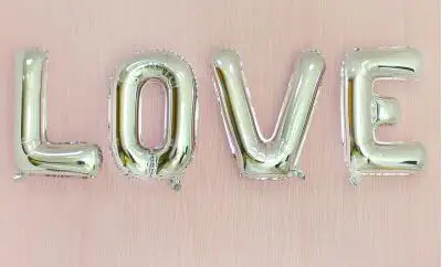 32 inch Silver LOVE Love Letter Balloons 40 Inch Giant Jumbo Balloons Gold Silver Aluminium Foil Ballon For Wedding Engagement Valentine's Day Decor - Цвет: 32 inch Silver LOVE