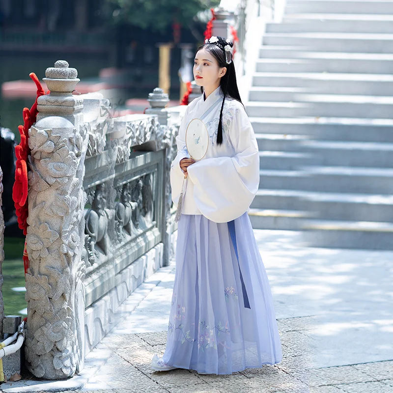 Белый танцевальный костюм Hanfu для женщин Fariy Rave одежда Этническая древняя династия Хань одежда косплей костюм Hanfu костюмы BL1239