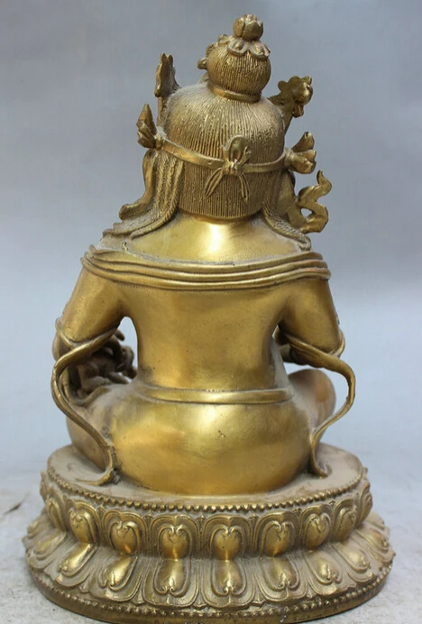 

song voge gem S2741 10" Chinese Brass Temple Joss Wealth God Yellow Jambhala Mammon Buddha Statue