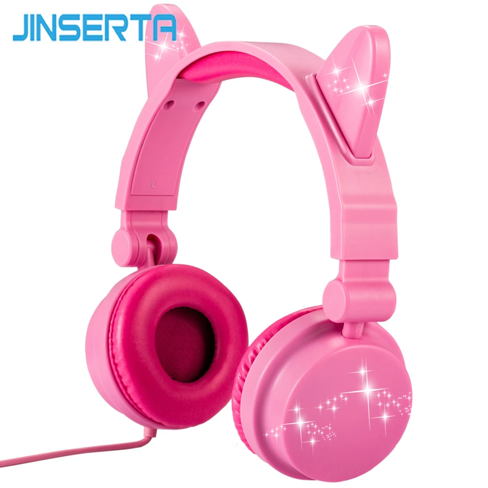 Наушники JINSERTA с кошачьими ушками светящиеся наушники 3 5 мм детские USB-портом для