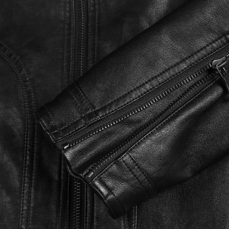 Men Autumn and Winter New Style Slim Brand Short Faux Leather Jacket Men's Retro Zipper Black Casual Solid | Мужская одежда