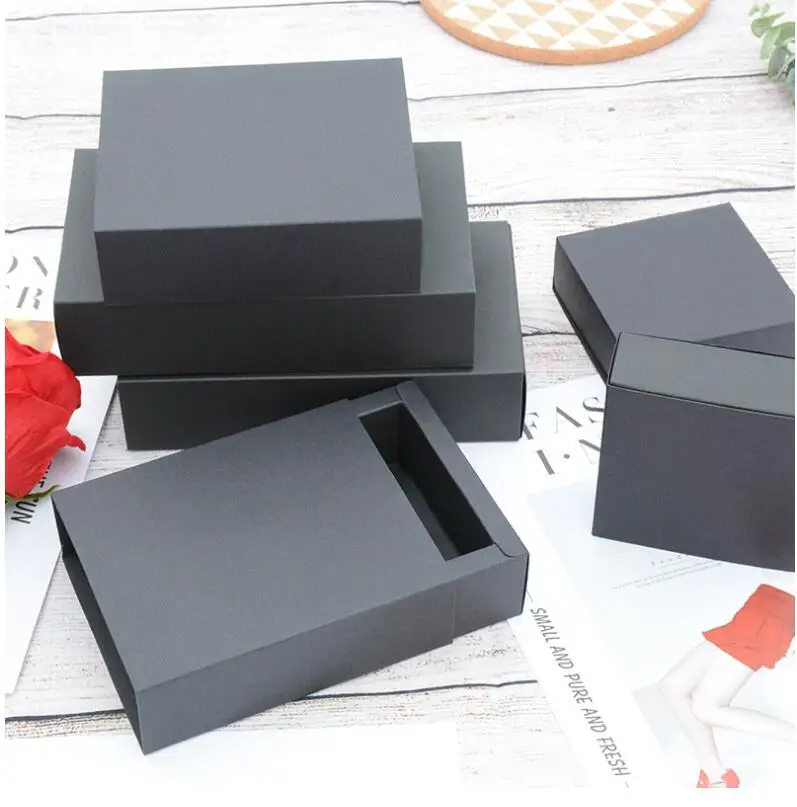 20 шт./лот бумажная коробка с черным ящиком упаковочная свадебный подарок