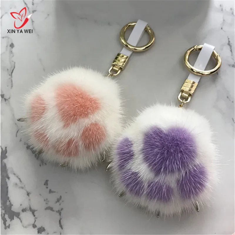 

Настоящий брелок с норкой безделушка Кот брелок в форме когтя меховой помпон брелок сумка милый кулон аксессуары 9 цветов бесплатно