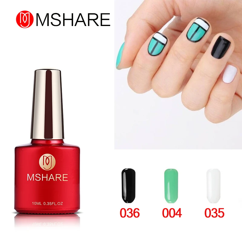 MSHARE 10 мл УФ гель для ногтей черный + зеленый белый стойкий Гель лак DIY красивый