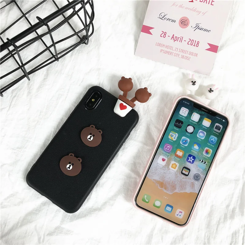 3D милый мобильный телефон с мультяшками чехол для IPhone 7X6 XS 6S 8 XR MAX Новый Мягкий