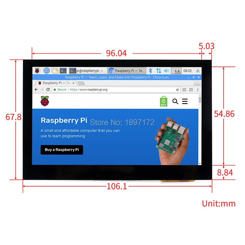 Raspberry Pi 4,3 дюймов lcd ips 800x480 USB емкостный сенсорный экран для Raspberry Pi/4B/3B+ 2B+ 4,3 дюймов lcd мульти мини-ПК