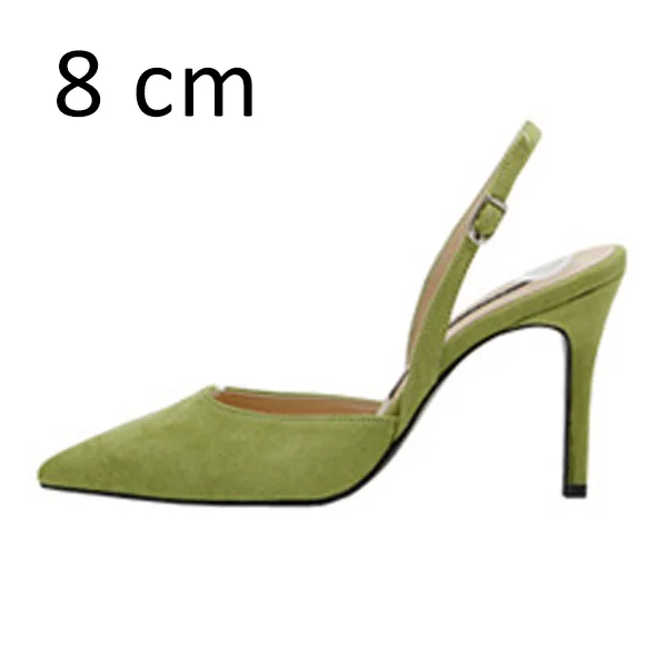 Green Pumps 8cm Для женщин женские туфли-лодочки; пикантные летние туфли на высоком каблуке; Фирменные женские туфли на выход с ремешком на пятке, острый носок Туфли с ремешком и пряжкой модельные туфли для женщин размера плюс - Цвет: Green Pumps 8cm