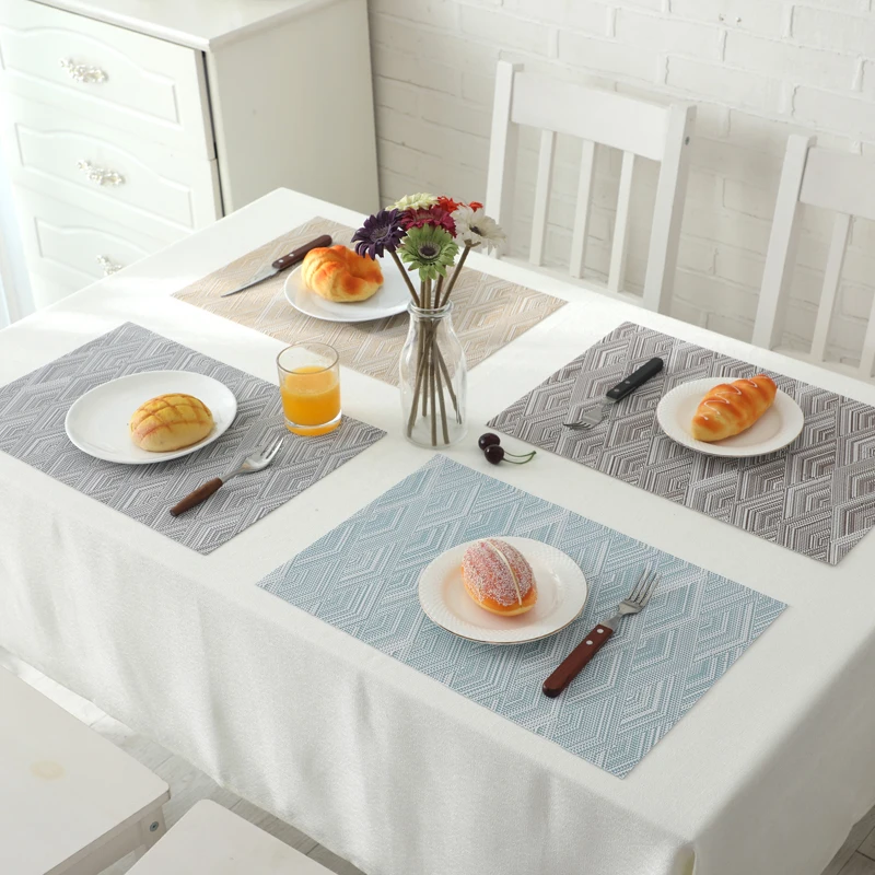 

Chic Placemat For Tableware Dining Pad Lattice Waterproof Plastic PVC Table Mat Placemats Pads Bowl Coaster Kitchen Accessories