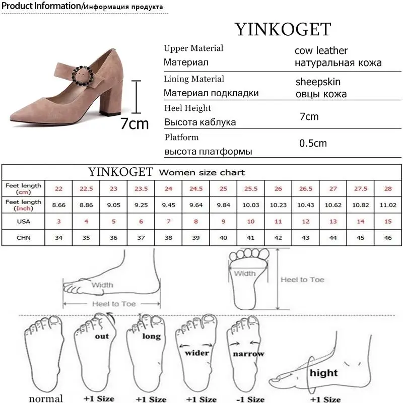 YINKOGET/Брендовые женские туфли из натуральной кожи на высоком каблуке модные