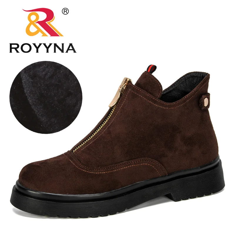 ROYYNA 2019 New Designer Popular Women Winter Boots Classic Zipper Snow Ankle Flock Warm Plush Outdoor Shoes Trendy | Обувь