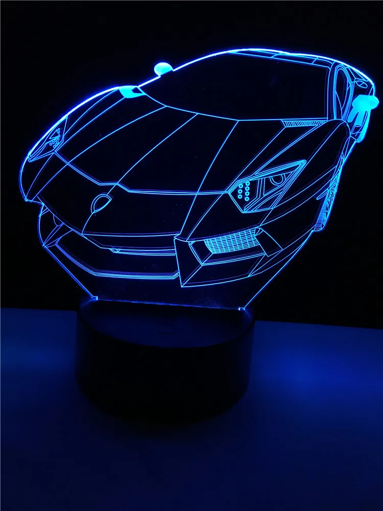 Модный гоночный автомобиль 3D светильник светодиодный USB Настроение Ночной