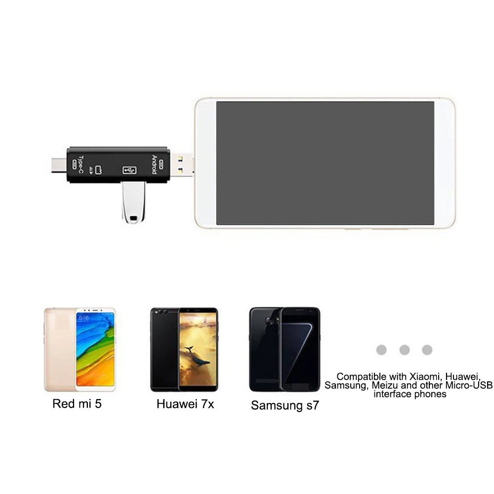 Micro USB Card Reader With TF Card OTG 3 in 1Type-C Flash Drive Adapter Connector High Speed SD TF Smart Memory Card Reader